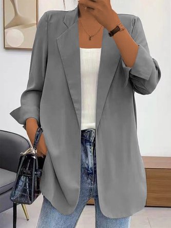Women's Lapel Collar Plain Casual Blazer