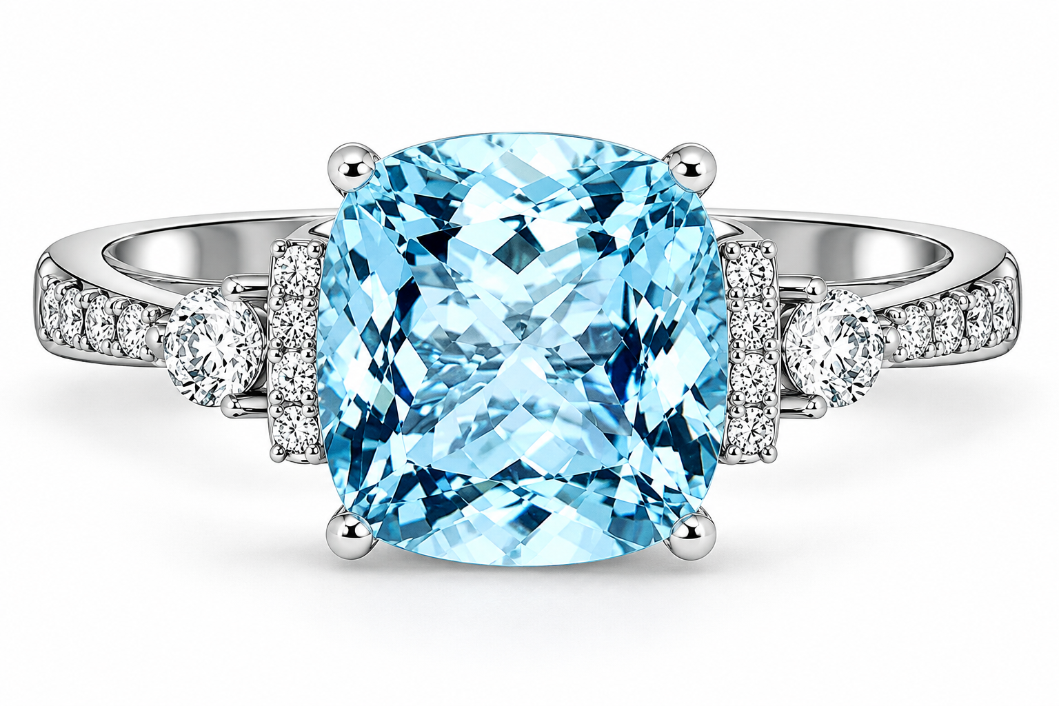 Italo Cushion-Cut Aquamarine Sterling Silver Ring