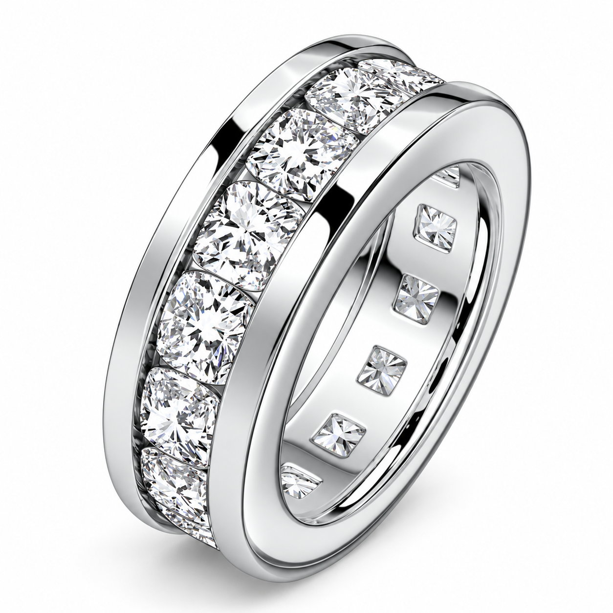 Italo Channel Set 3.5 MM Cushion-Cut Eternity Wedding Band